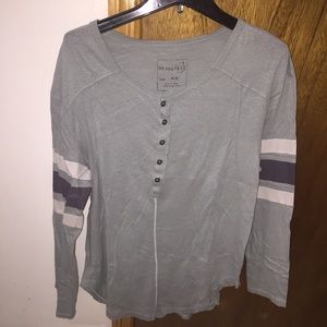 Free People teal long-sleeved Henley Sz M